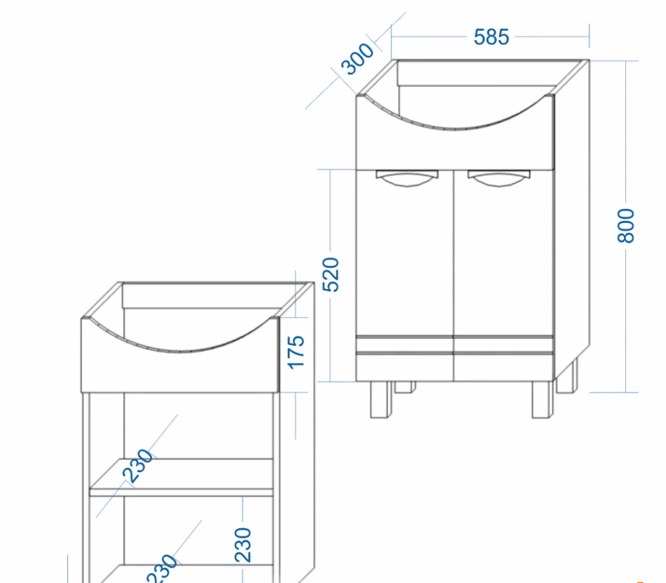 Тумба с раковиной Francesca Доминго 60 напольная, 2 двери, белая