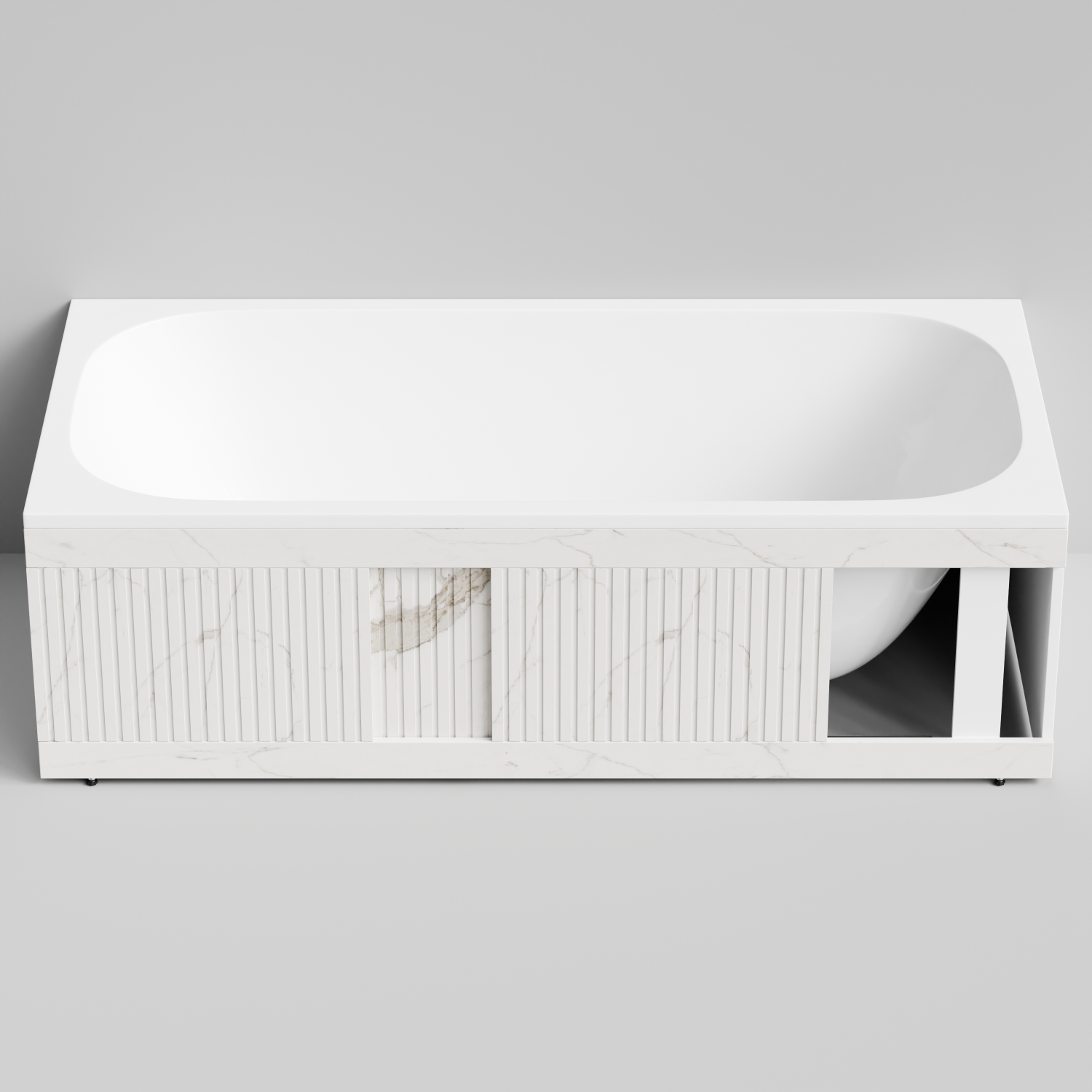 Экран под ванну Vod-ok Тач 180 раздвижной Мрамор Белый натур милк