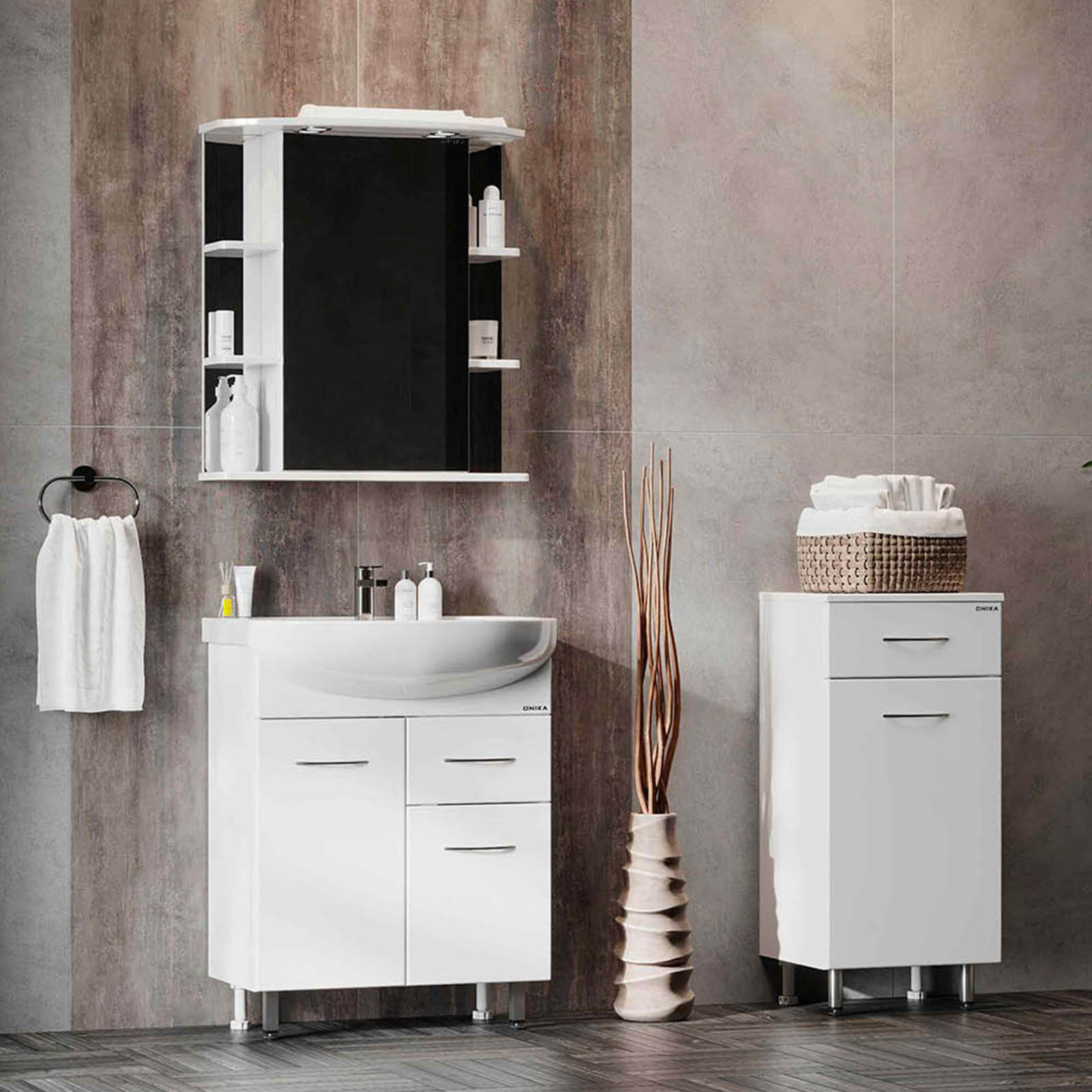 Тумба-комод Onika Каприз 40 напольный, белый, с бельевой корзиной