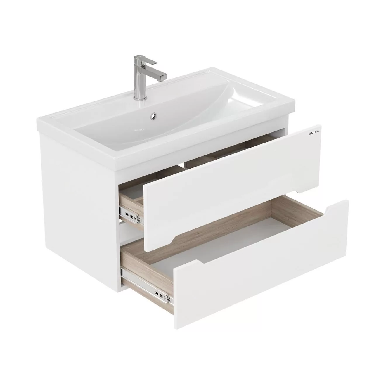 Тумба подвесная Onika Айленд 80 с раковиной Фостер 80, белая