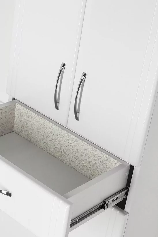 Пенал Style Line Стандарт 48 напольный, с корзиной, белый