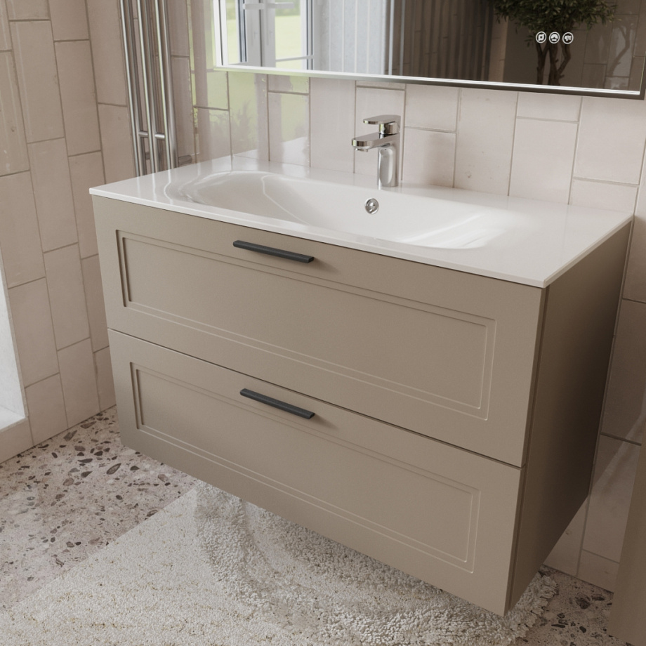 Тумба с раковиной подвесная (100 см) Terminus Classik CLA101002200501O, капучино