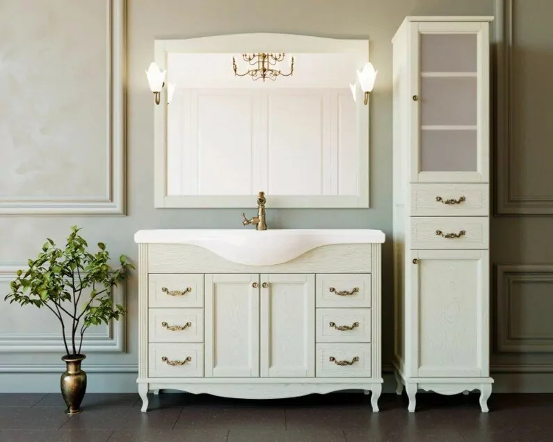 Зеркало ValenHouse Эллина 120 свет, слоновая кость, бронза