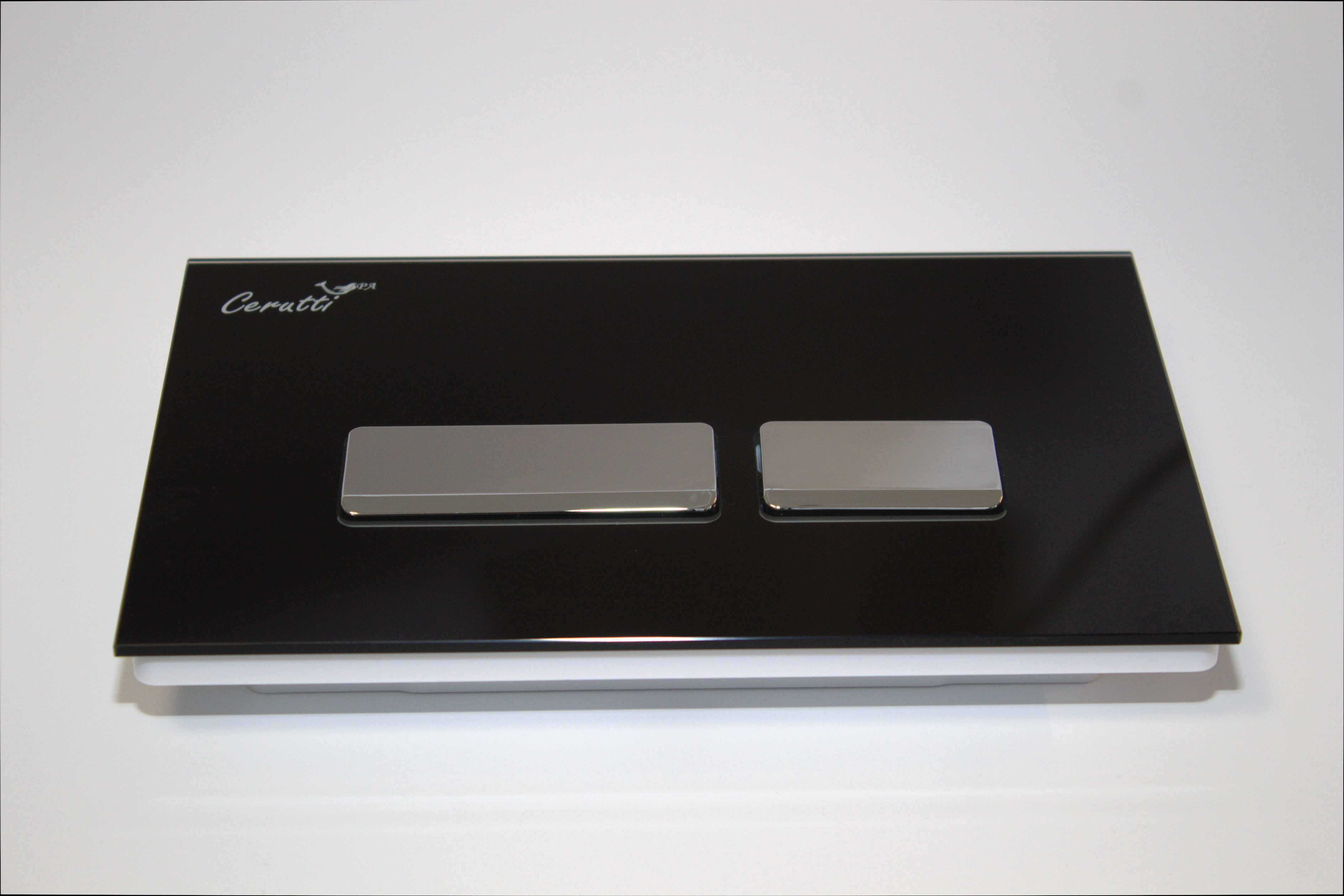 Кнопка смыва Cerutti Spa CR06BK (черная, из закаленного стекла)