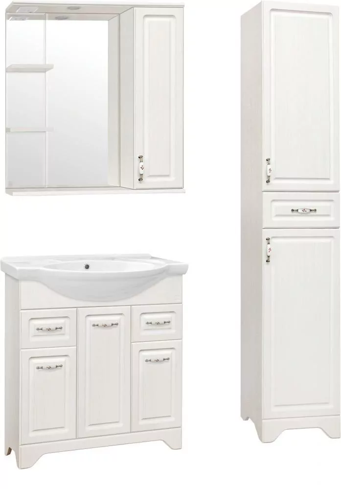 Зеркало со шкафчиком Style Line Олеандр-2 75/С R свет, рельеф пастель от магазина Vanna-Vanna.ru!
