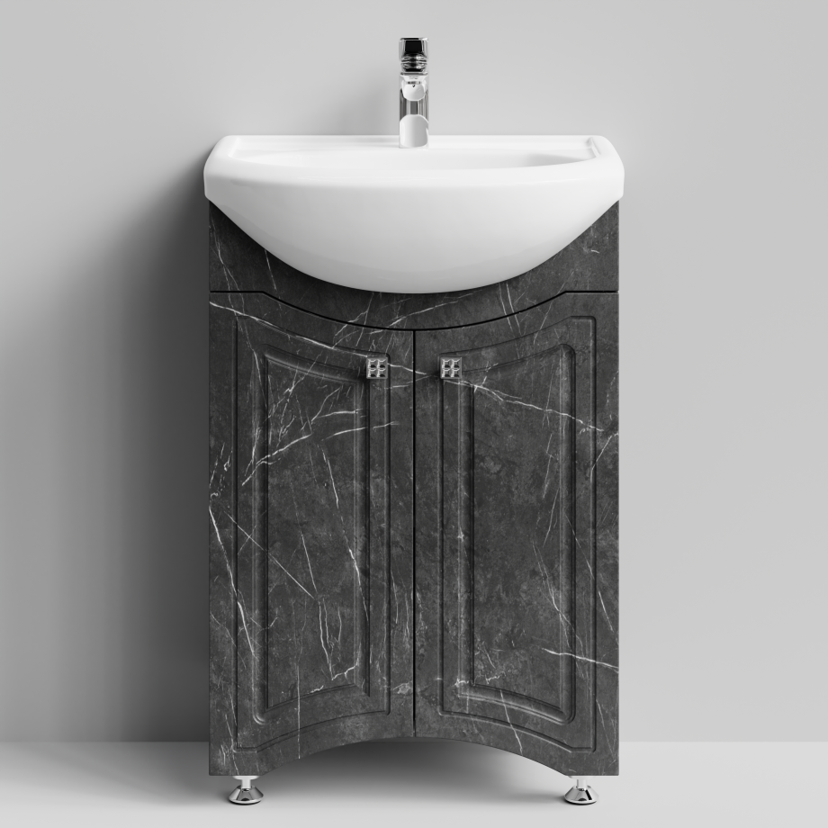 Тумба с раковиной Адам 55 напольная, Мрамор Графит софт тач