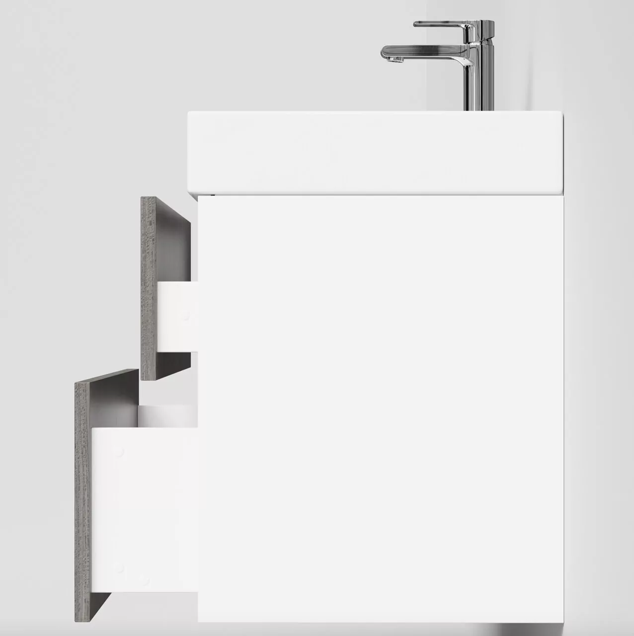 Тумба подвесная Vod-ok Эвкалипт 85 с раковиной Stance 85, эвкалипт серый