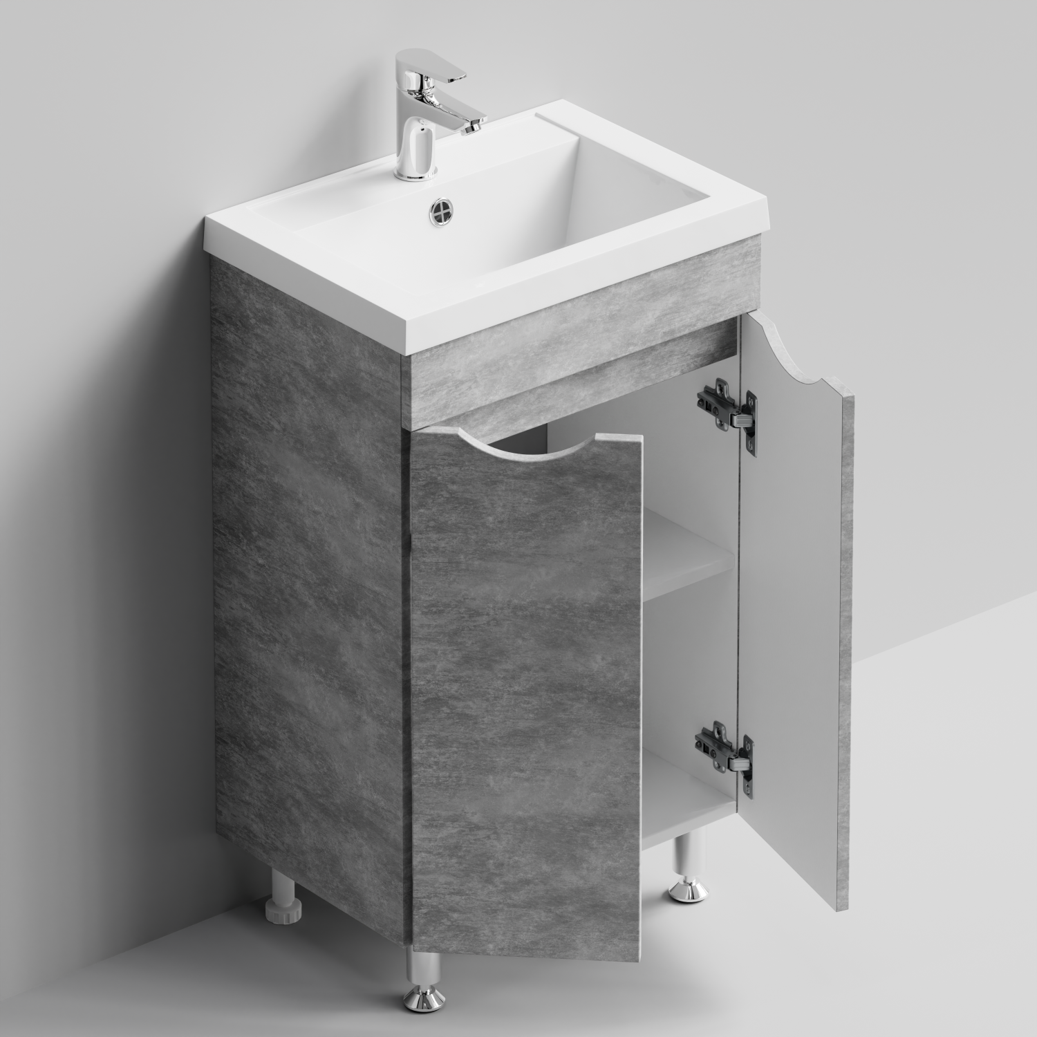 Тумба с раковиной Vod-ok Смайл 50 напольная, Горный камень