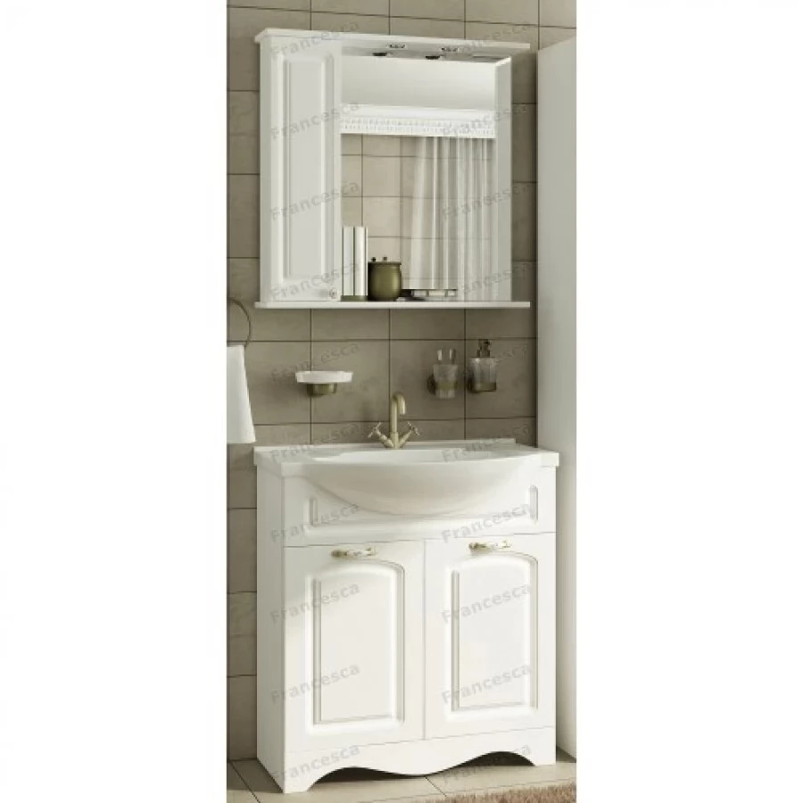 Тумба с раковиной Francesca Империя 75 напольная, 2 двери, белая