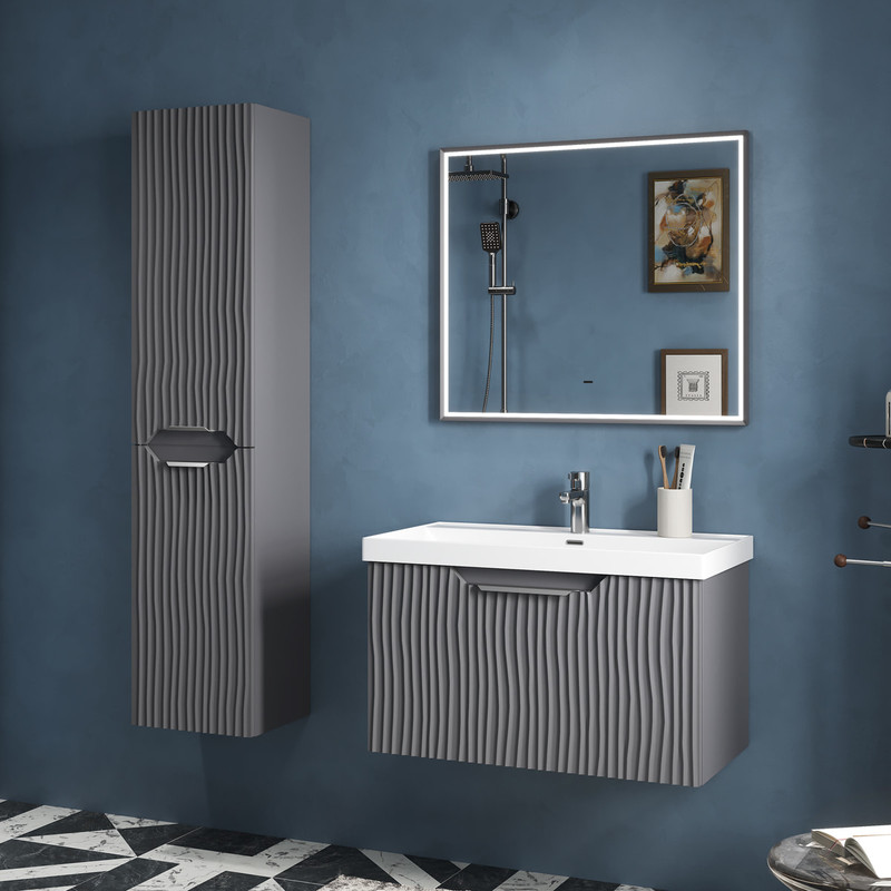 Зеркало EQUIL Mirage LED 80 с подсветкой, серый муар