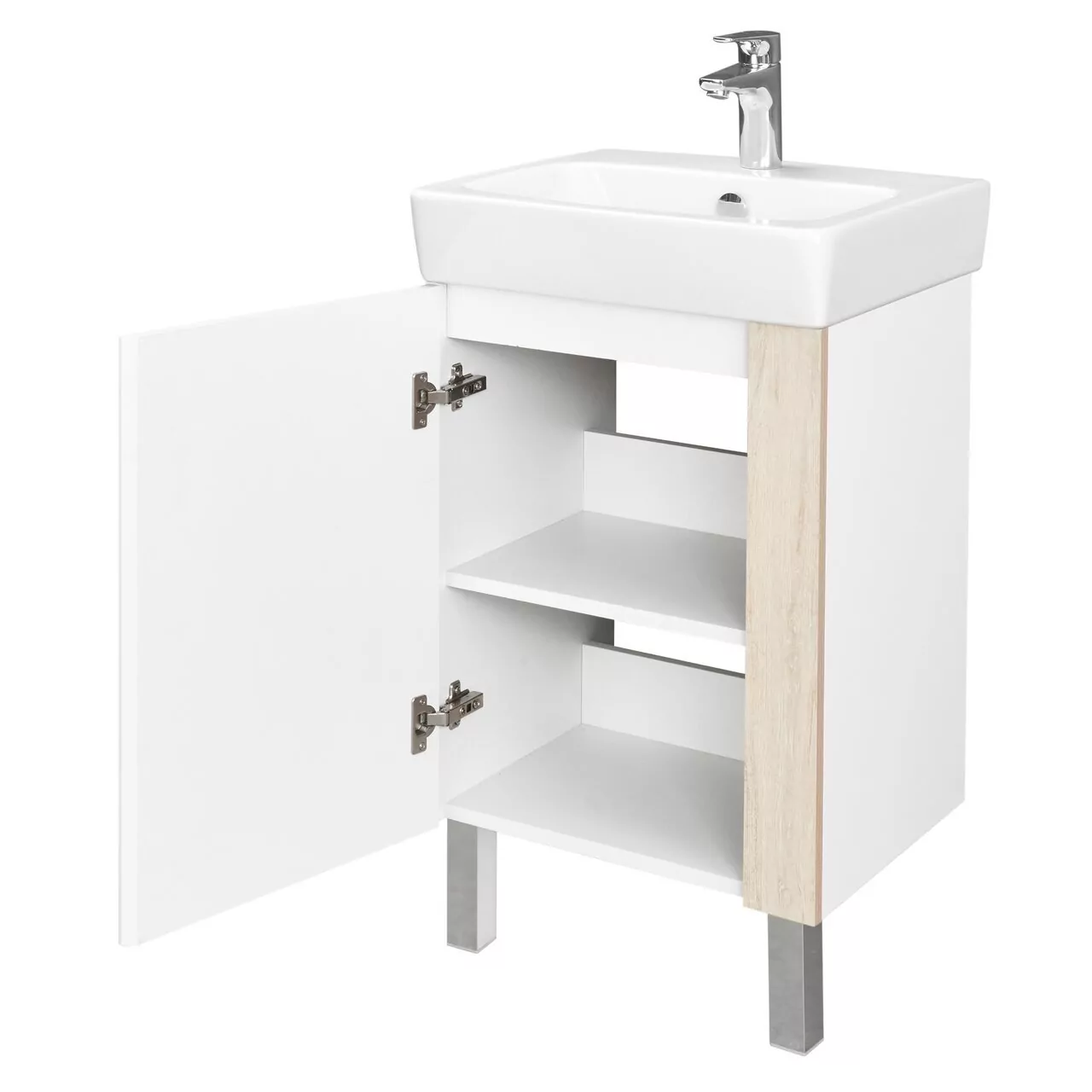 Тумба напольная Aquaton Кантри 50 раковиной Нео 50, белый/дуб верона