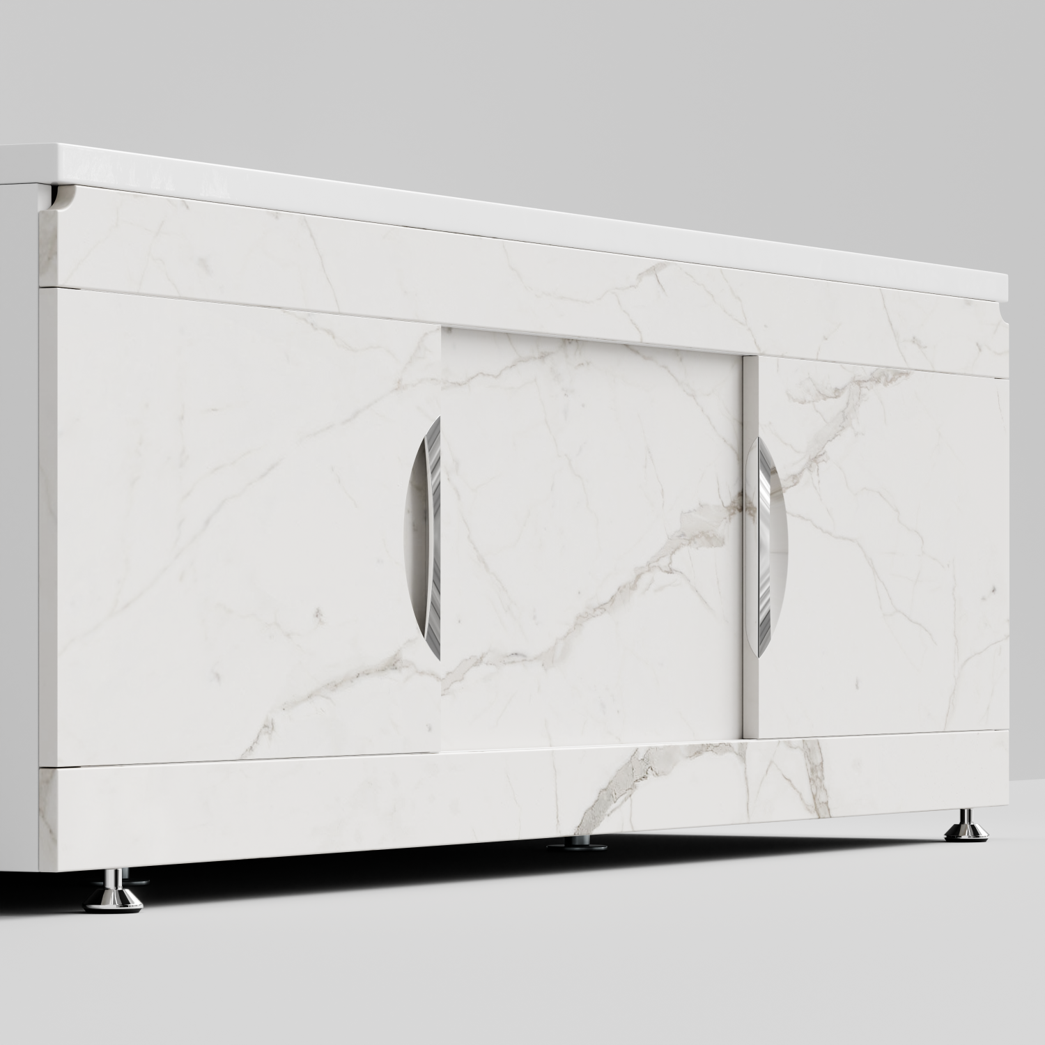 Экран под ванну Vod-ok Топ 180 раздвижной Мрамор Белый натур милк