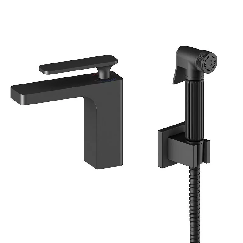 Смеситель с гигиеническим душем для раковины Timo Torne 4360/03G черный матовый