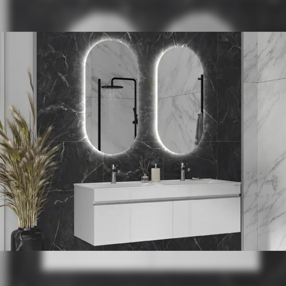 Тумба с раковиной подвесная Velvex Pulsus tp.PUL.PUL.140.2Y белый глянец, 140 см