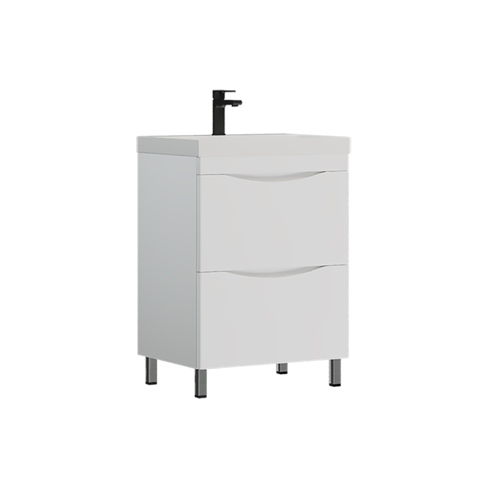 Тумба напольная Corozo Лиана 60  с раковиной Сомо 60, белый