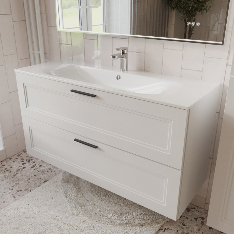 Тумба с раковиной подвесная (120 см) Terminus Classik CLA101202900301O, белый