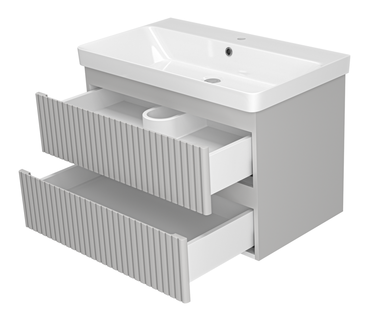 Тумба с раковиной Brevita Victory 80 подвесная, серый шелк