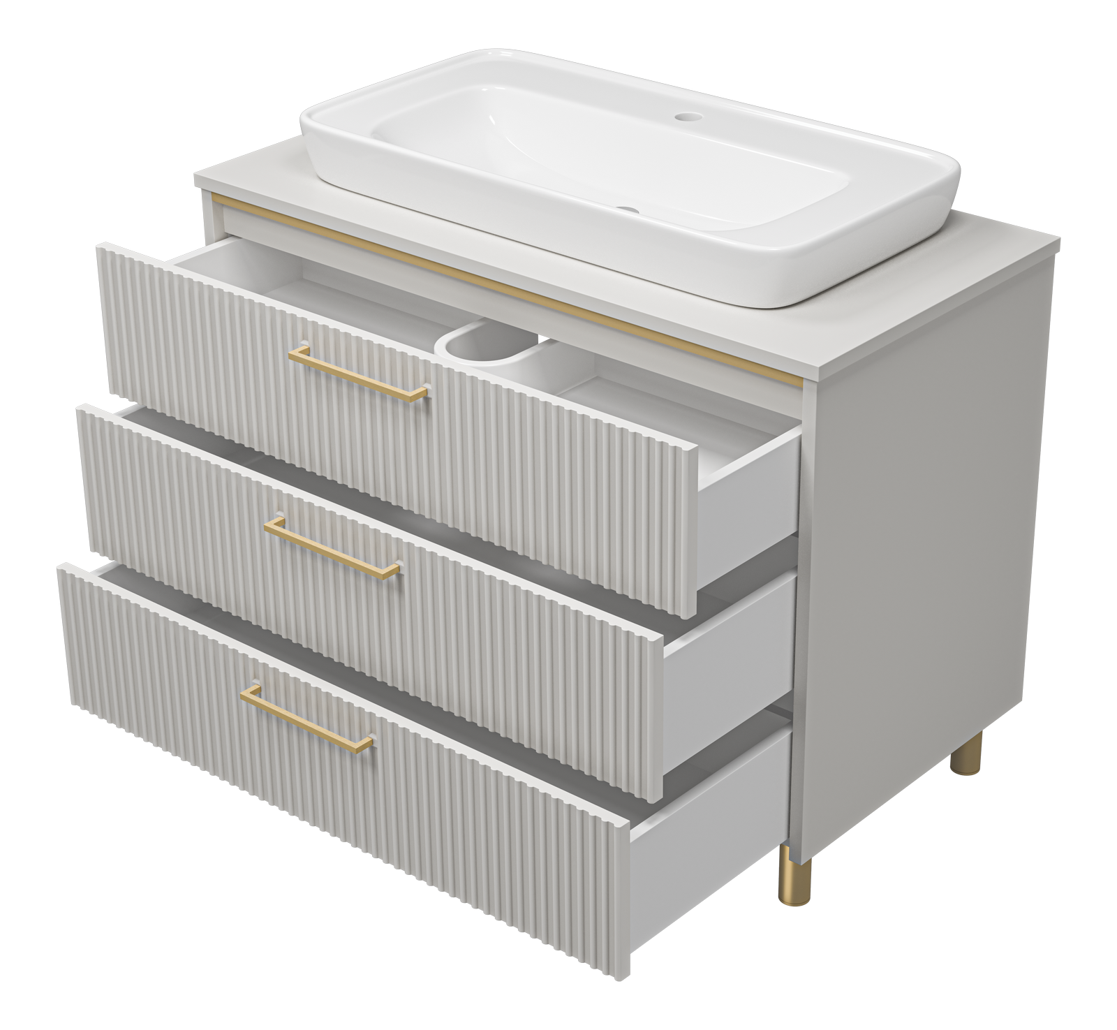 Тумба с раковиной Brevita Elche 100 серый/патина золото