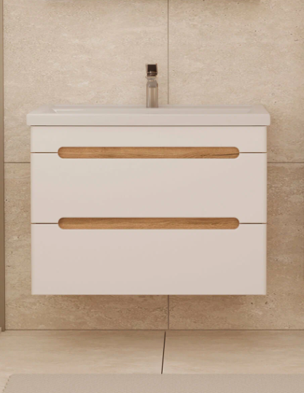 Тумба подвесная SanStar Diva 70 с раковиной Como 70 белый, дуб вотан