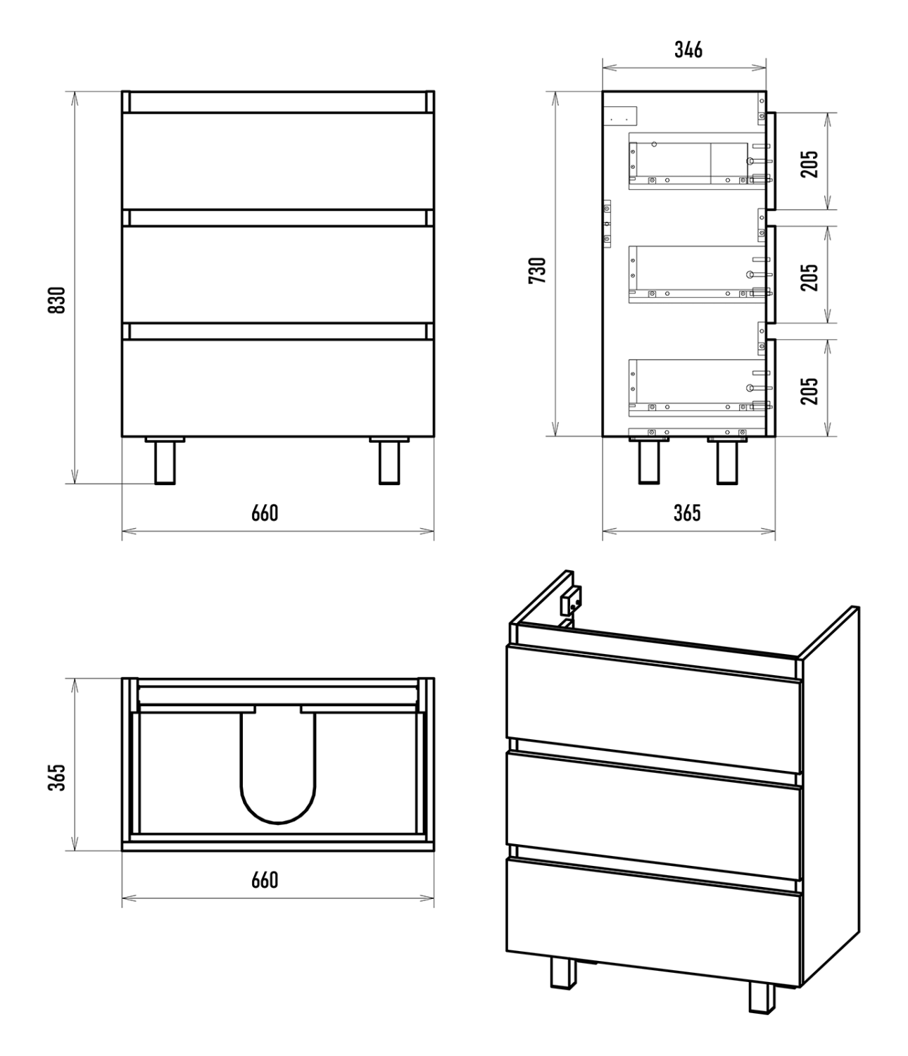 Тумба с раковиной Brevita Victory 70 напольная, белый
