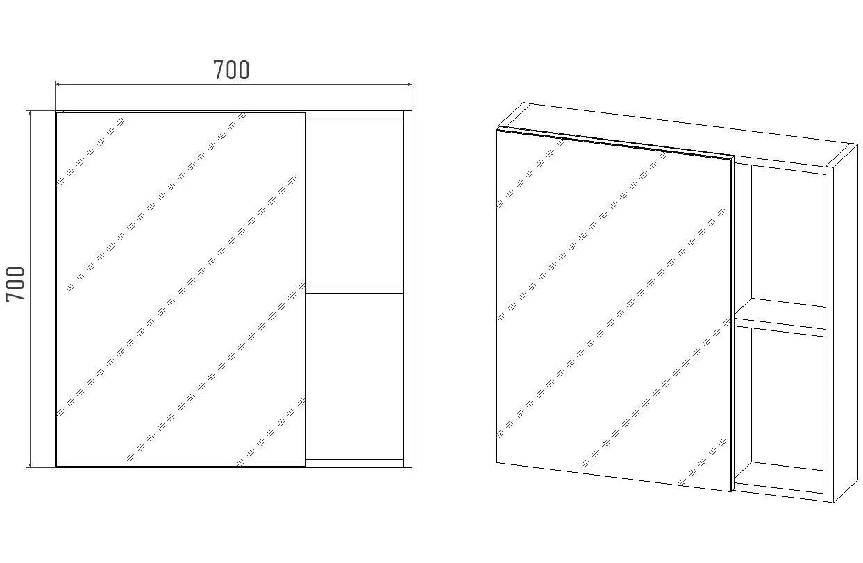 Зеркало-шкаф Viant Бостон 70 L/R дуб вотан