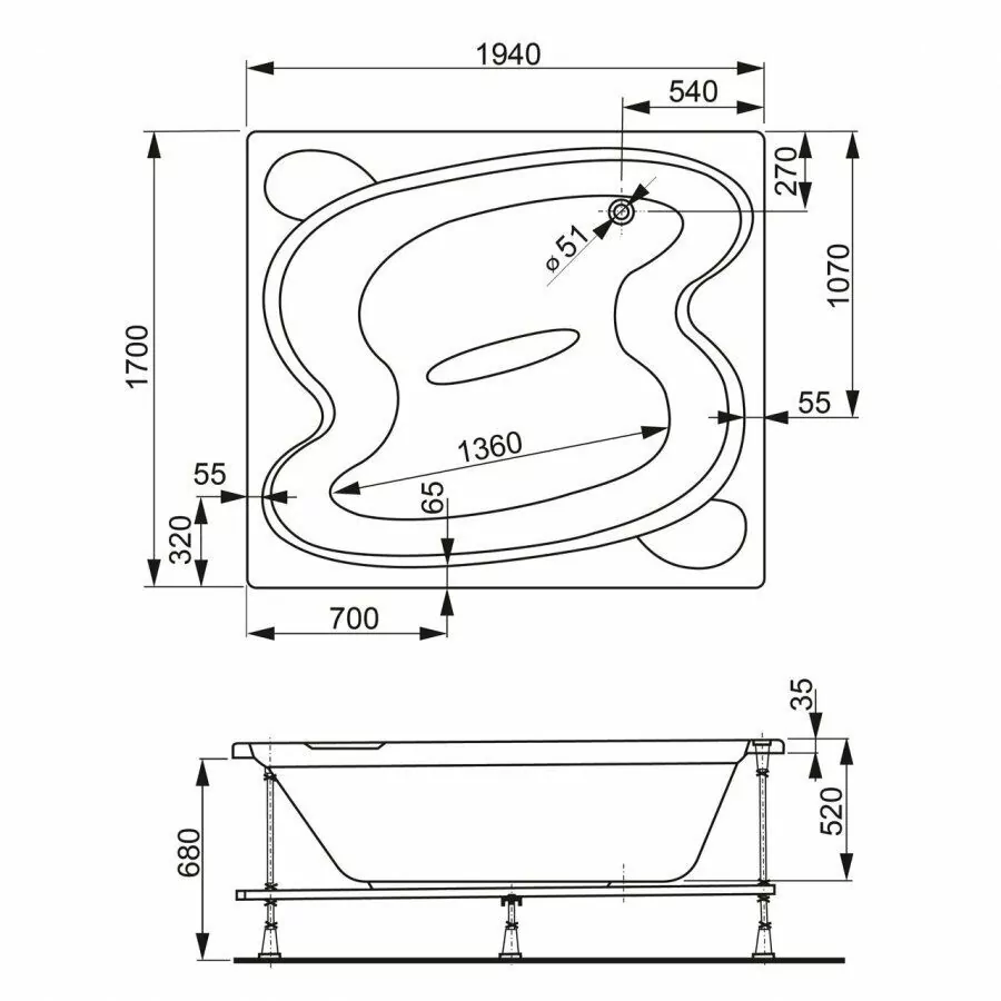 Ванна акриловая Vagnerplast Helios 194х170 от магазина Vanna-Vanna.ru!