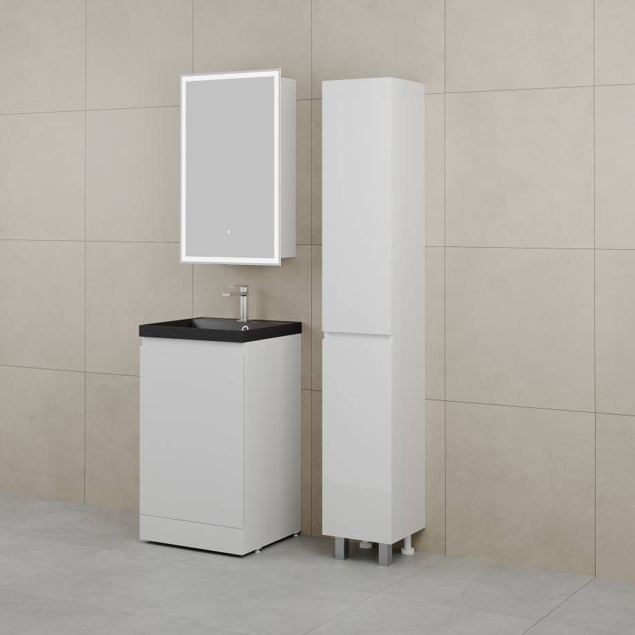 Тумба напольная Style Line Батлер 50 с раковиной Asti 50 антрацит,  антискрейтч белый глянец