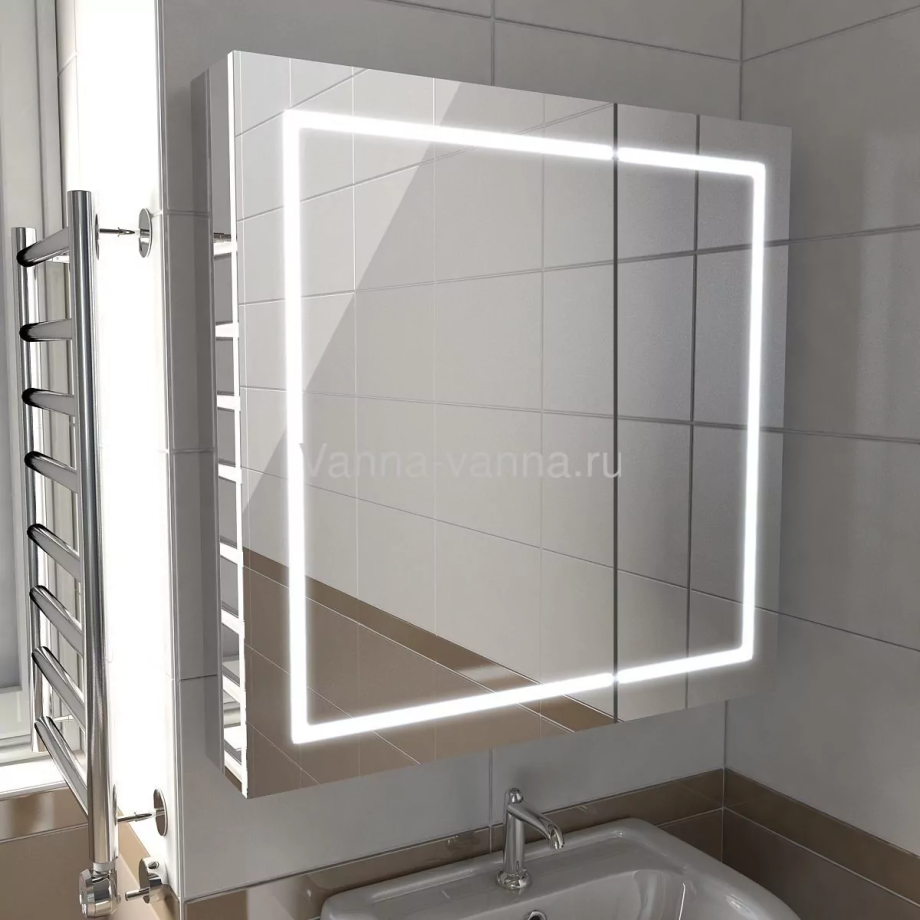 Зеркало-шкаф Emmy Родос 80 свет, белый