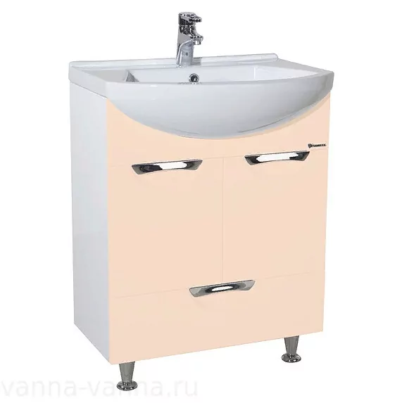 Тумба с раковиной Bellezza Альфа 55 напольная, с нижним ящиком, бежевая