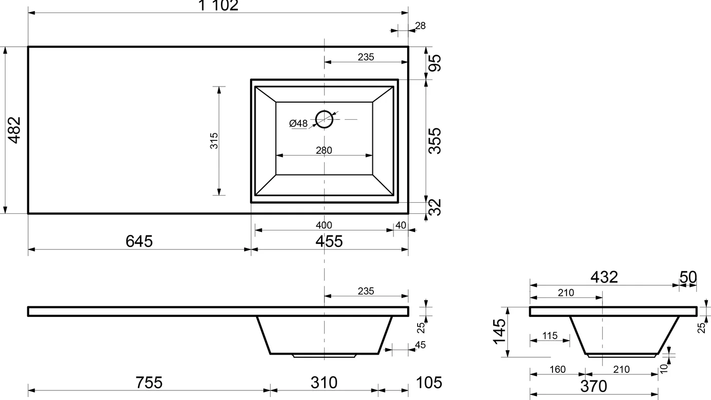 Тумба напольная SanStar Толедо 50 с раковиной Даллас 110 правый gold craft