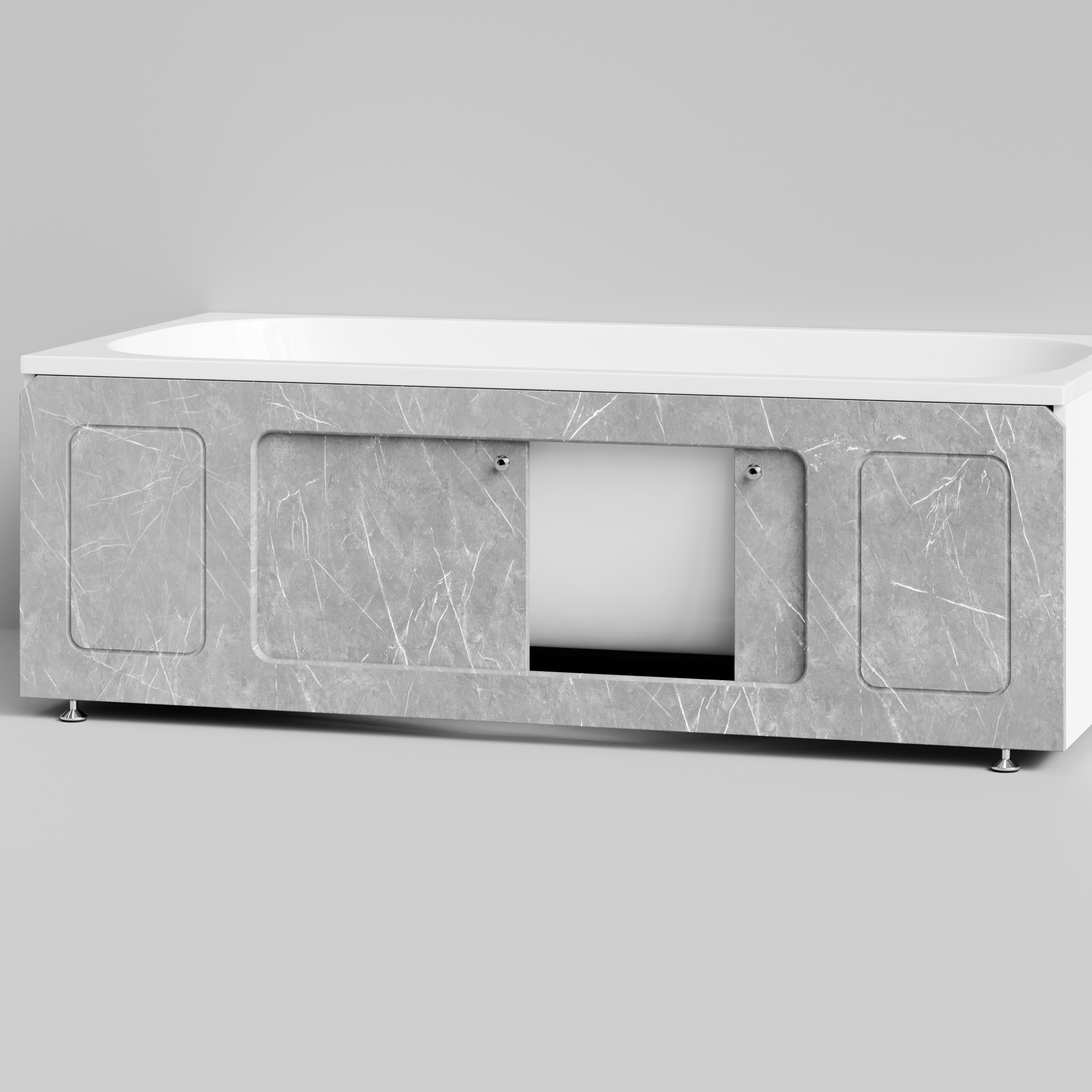 Экран под ванну Vod-ok Лидер 170 раздвижной Мрамор Белый софт тач