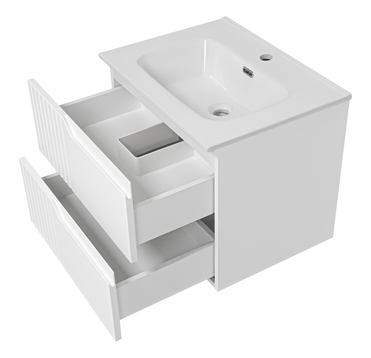 Тумба с раковиной Brevita Tivolli 60 подвесная (белая)