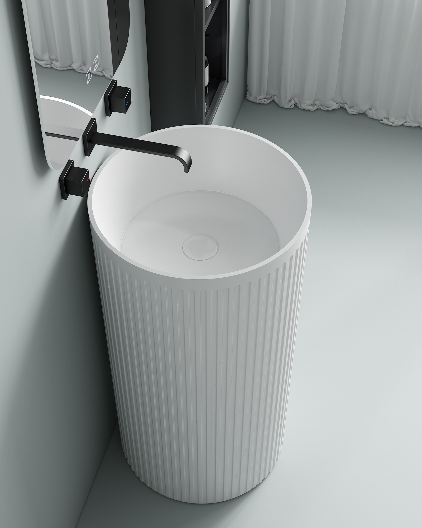 Раковина SantiLine SL-4024 напольная, (моноблок), без отверстия под смеситель белая