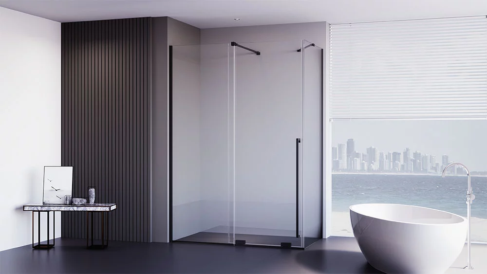 Душевой угол Veconi Premium Trento PTC-SP-50B, 1000х900x2000, черный матовый, стекло прозрачное