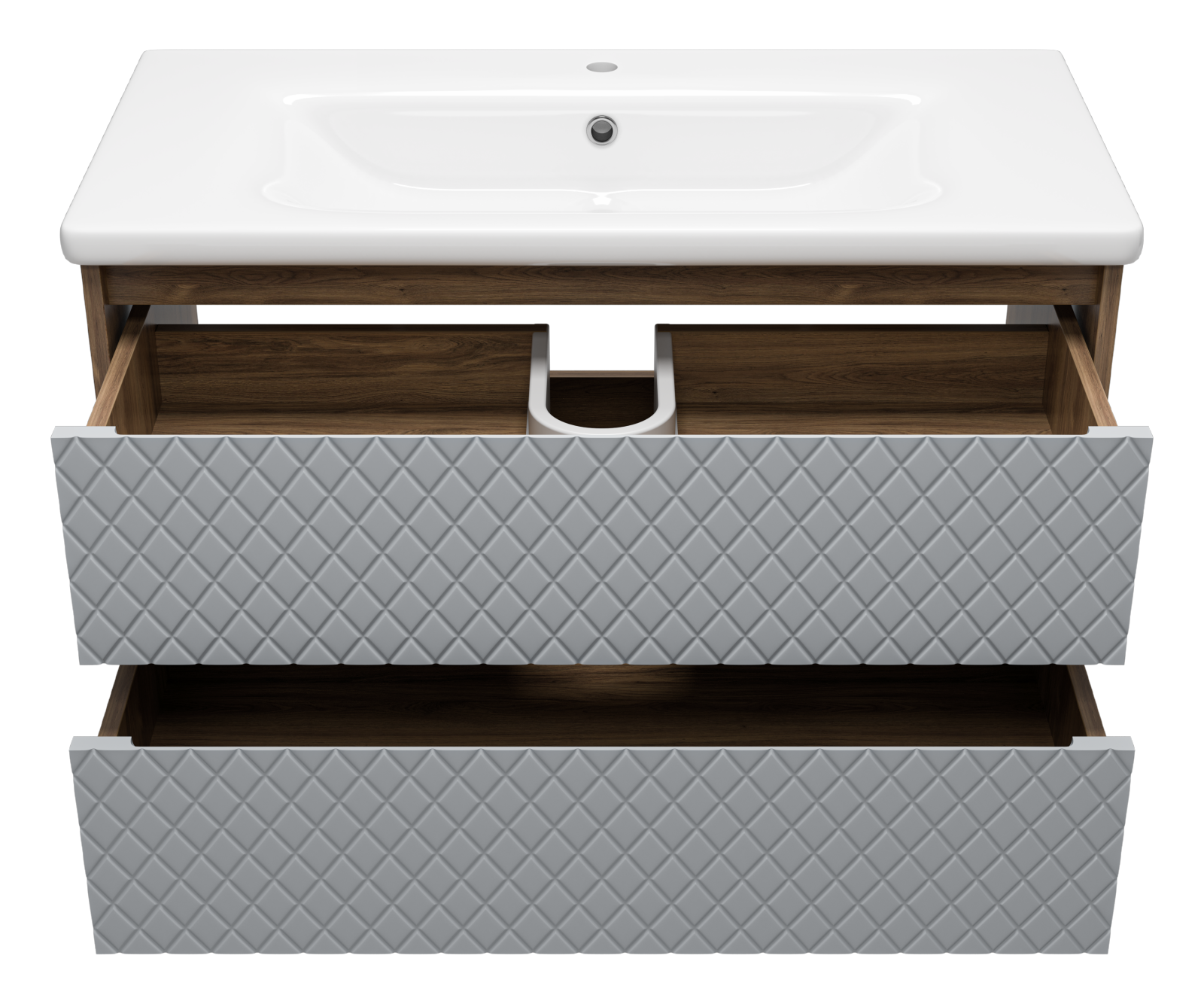 Тумба с раковиной Brevita Chester 90 подвесная, серый/дуб чарльстон темно-коричневый