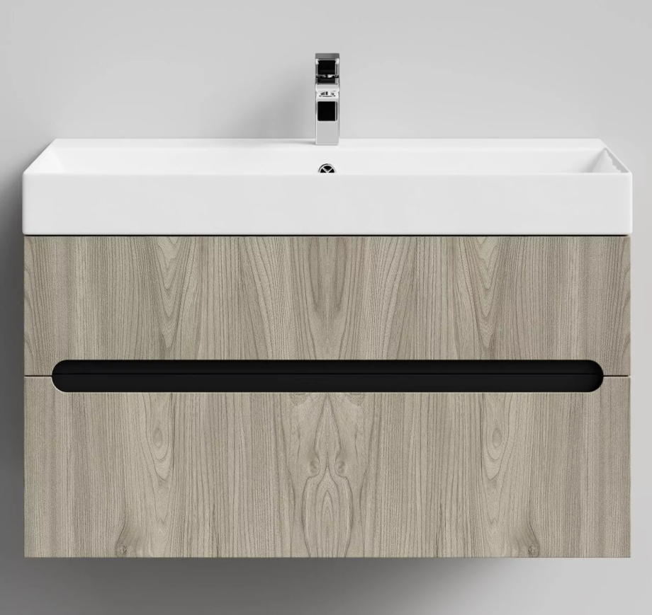 Тумба подвесная Vod-ok Бонум 100 с раковиной Stance 100, дуб + 6 цветов