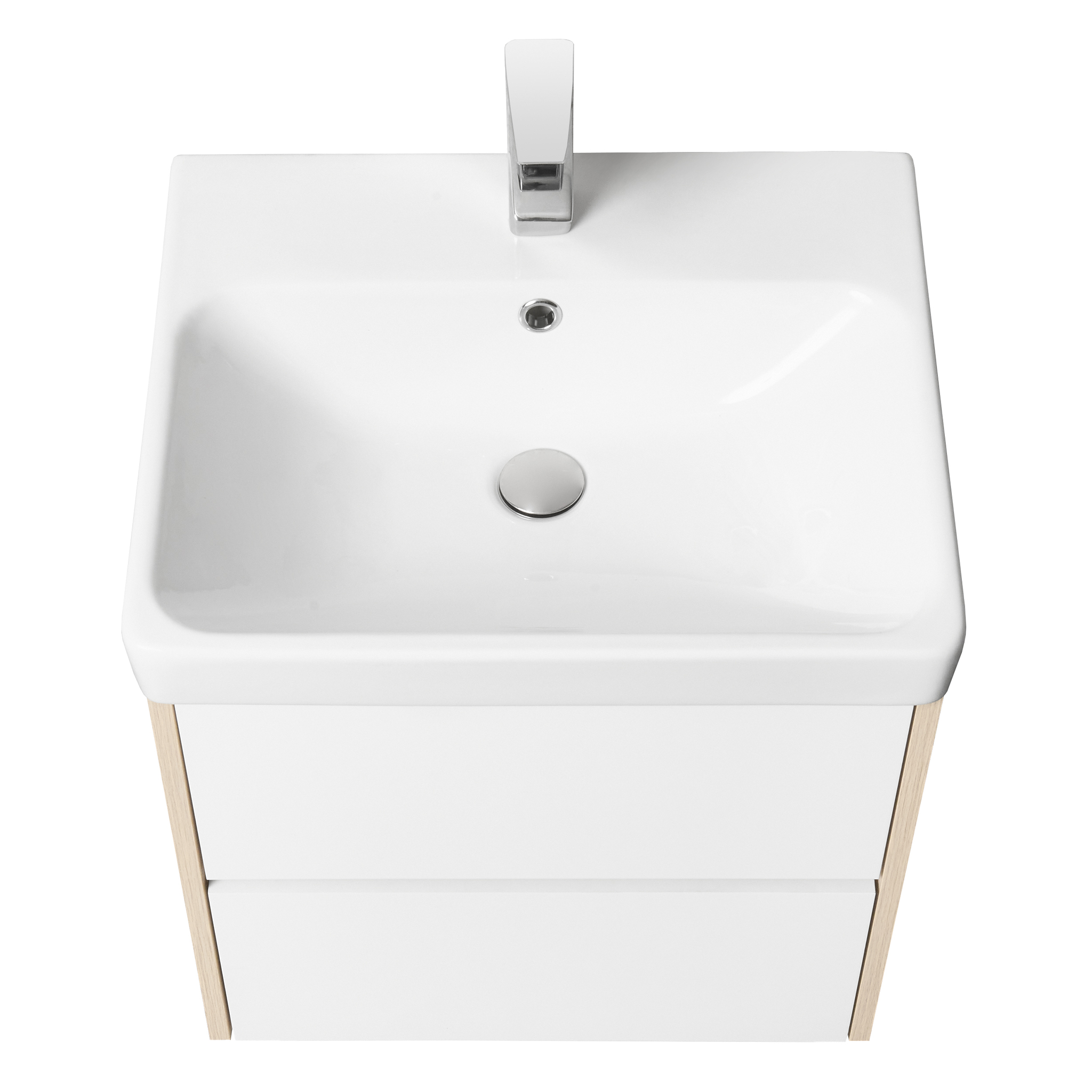 Тумба Aquaton Сканди 55 с раковиной Адриана 55, 2 ящика, подвесная, белый, дуб верона