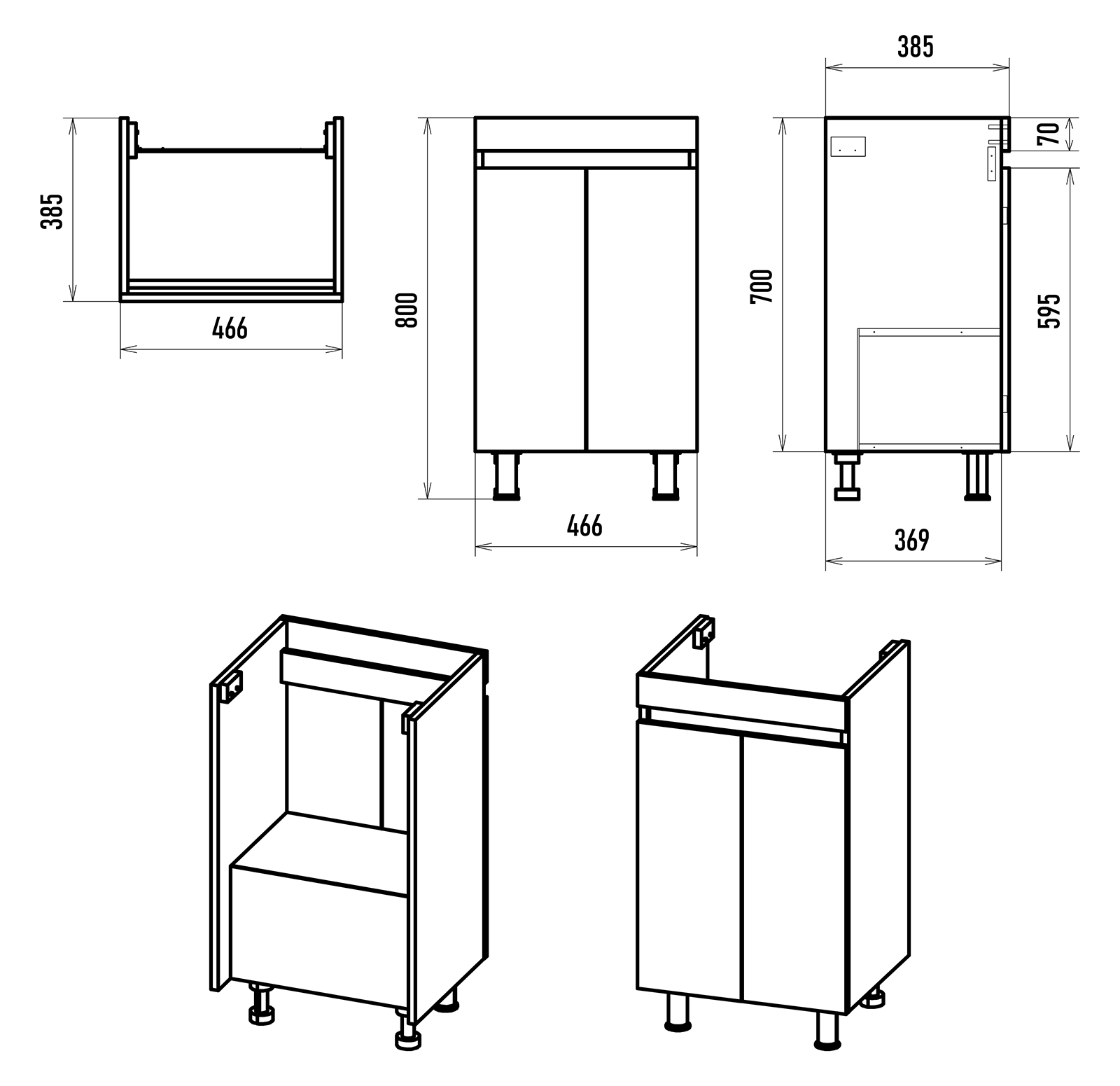 Тумба Misty Майна 50 с раковиной Como 50, напольный, графит/белый