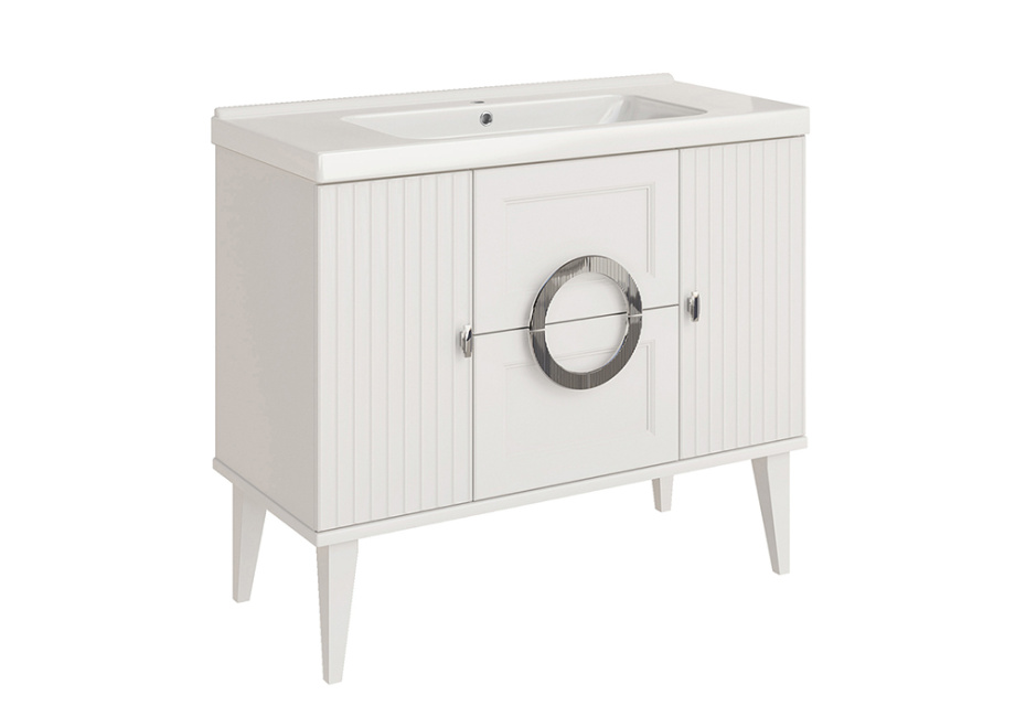 Тумба напольная ASB Woodline Федерика 100 с раковиной Гармония 100, белый
