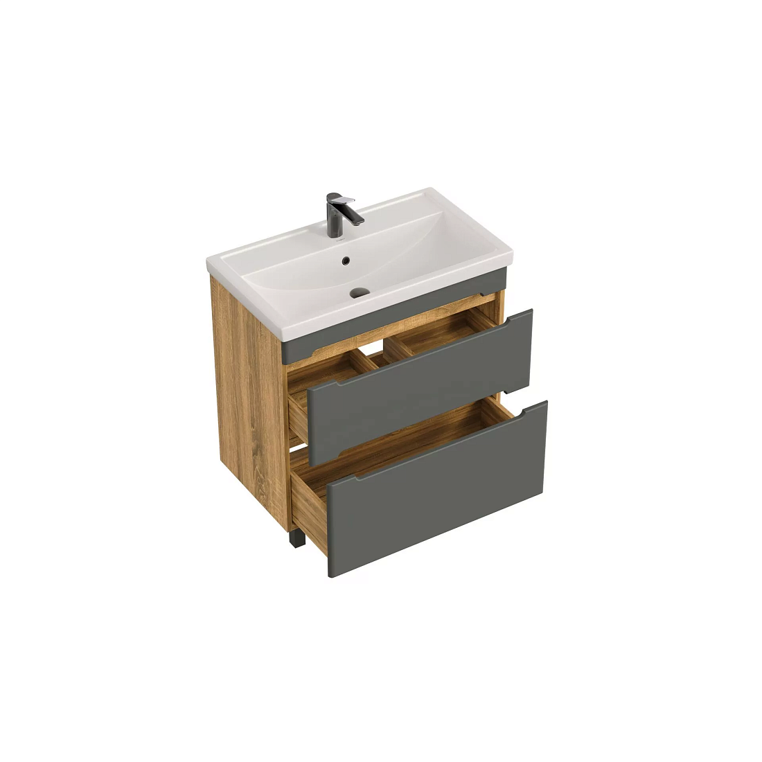 Тумба напольная SanStar Diva 70 с раковиной Como 70 Дуб вотан, графит софт