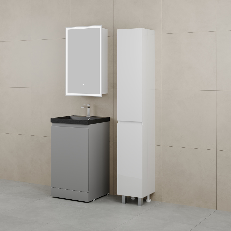 Тумба напольная Style Line Батлер 50 с раковиной Asti 50 антрацит, антискрейтч серый