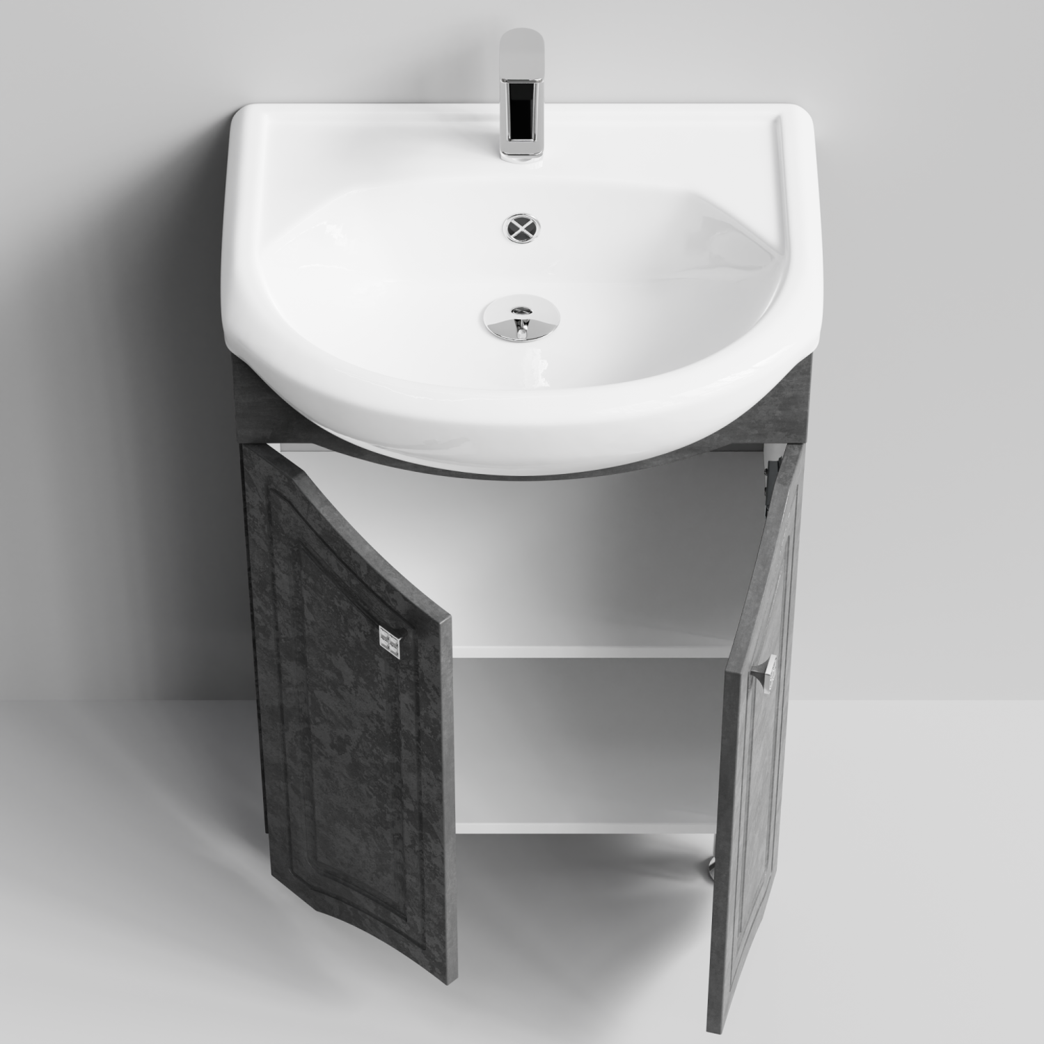Тумба с раковиной Адам 55 напольная, Серый камень