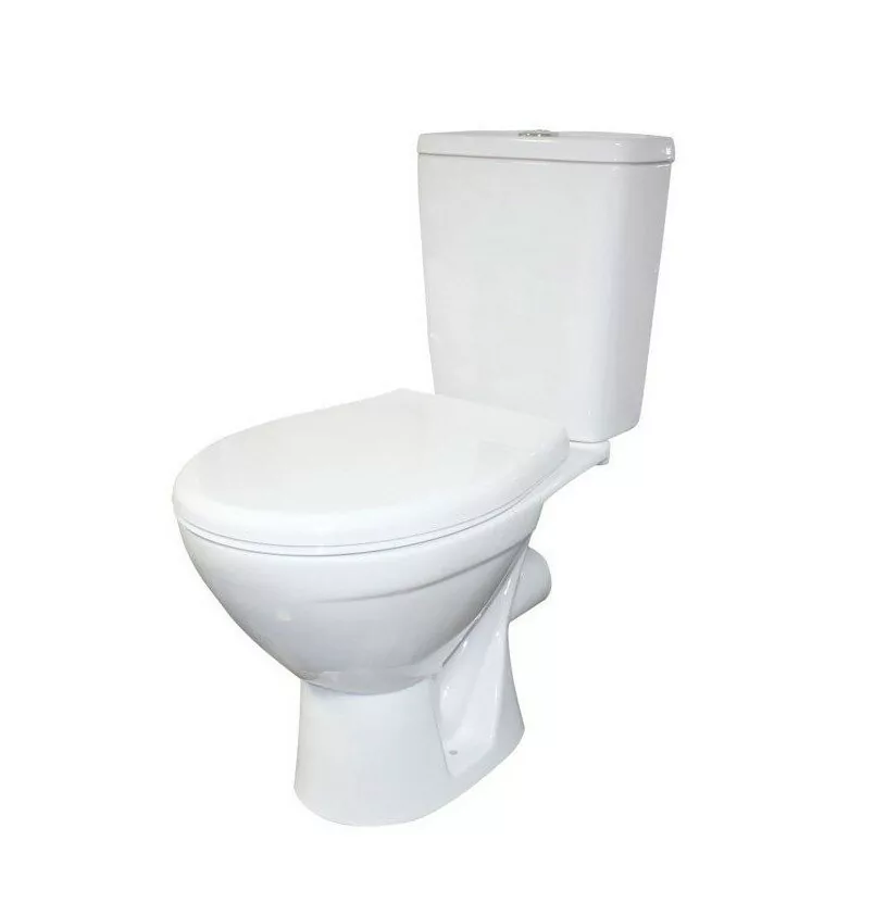 Унитаз Rosa Соло напольный, компакт, с горизонтальным выпуском, белый