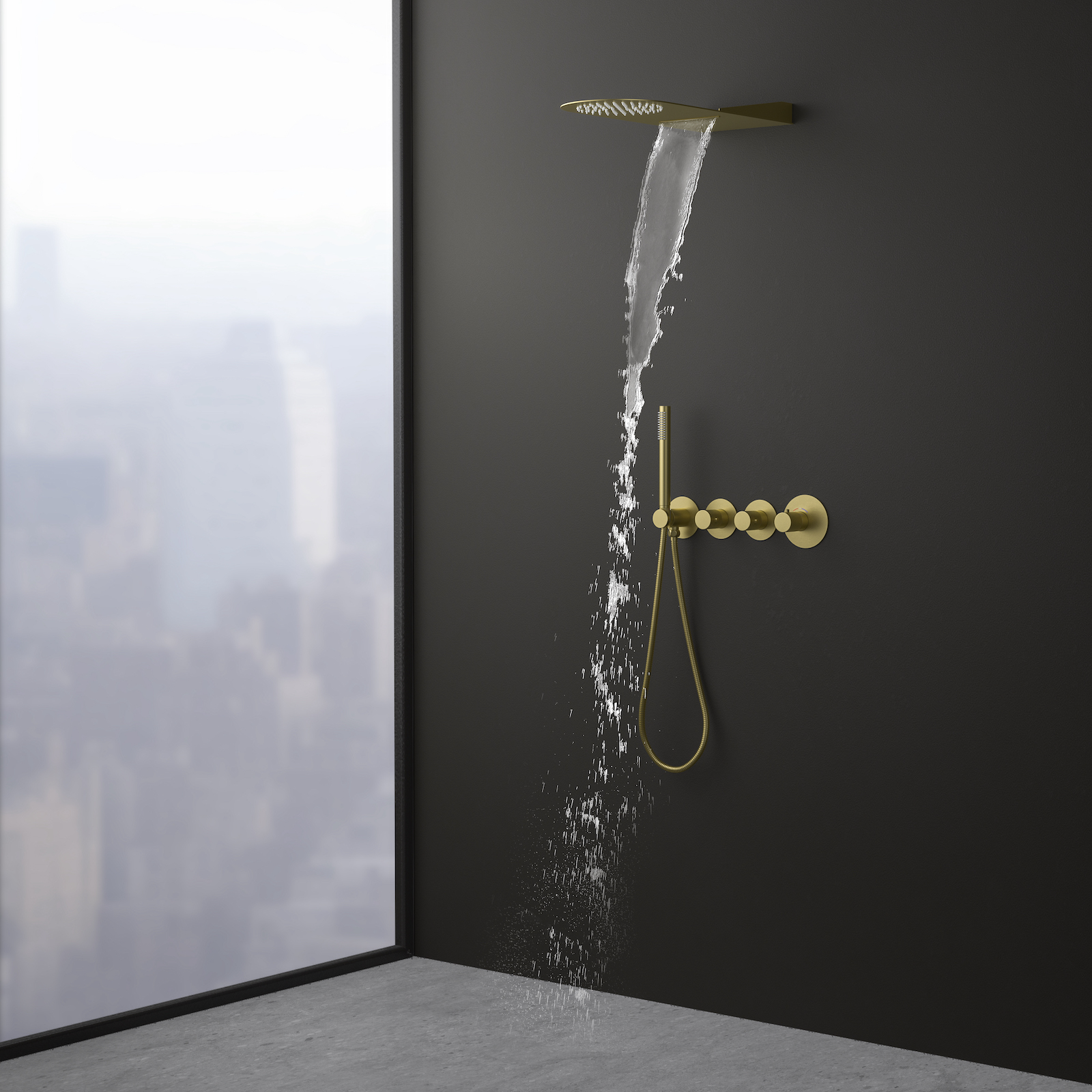 Душевая система встроенная с термостатом Timo Saona SX-2350/17SM золото матовое