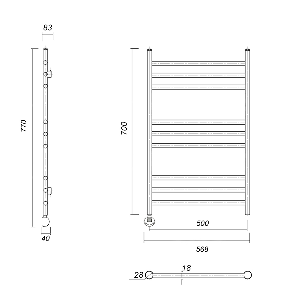 Полотенцесушитель электрический Domoterm Медея П9 500х700 АБР EL античная бронза
