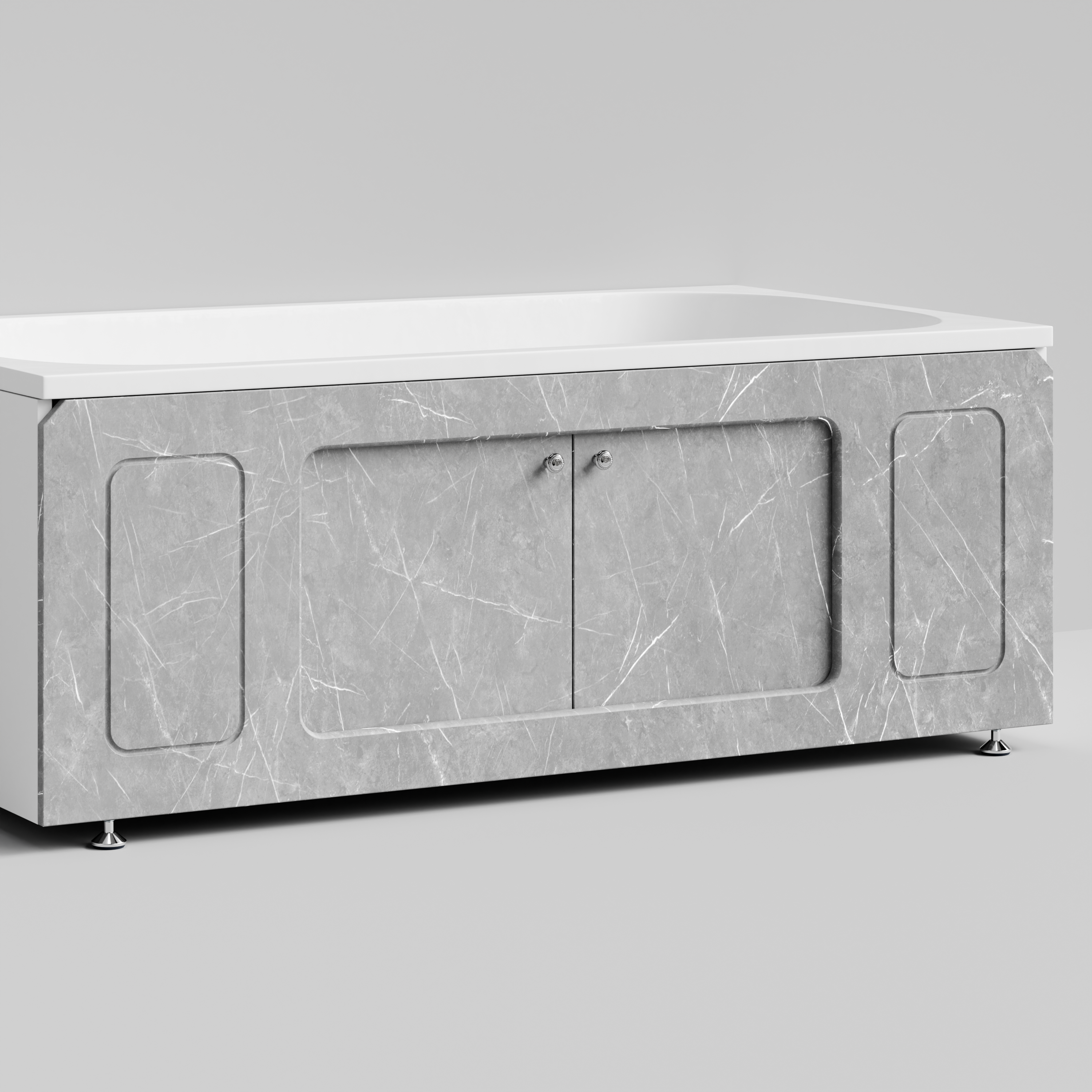 Экран под ванну Vod-ok Лидер 150 раздвижной Мрамор Белый софт тач