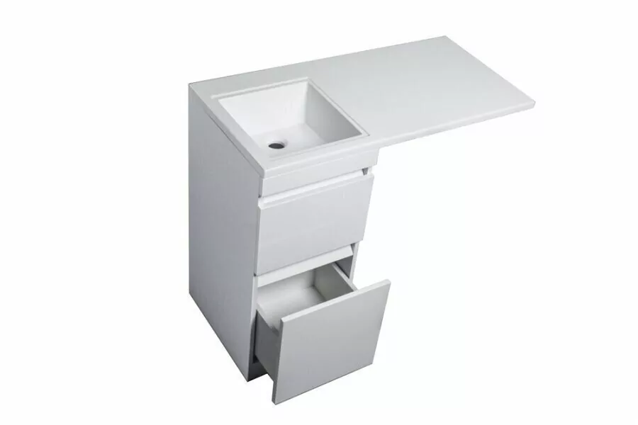 Тумба напольная Style Line Даллас 100 Люкс Plus Эмаль с раковиной Даллас 100 под стиральную машину, два ящика, левая, белая