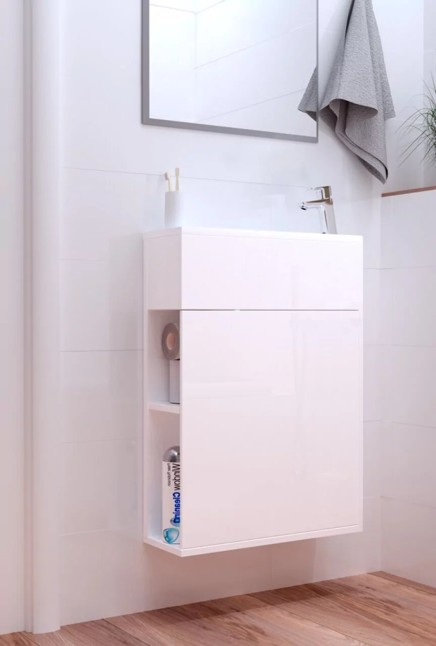 Тумба с раковиной подвесная 1Marka Stretto 50П 1 дверь, белый