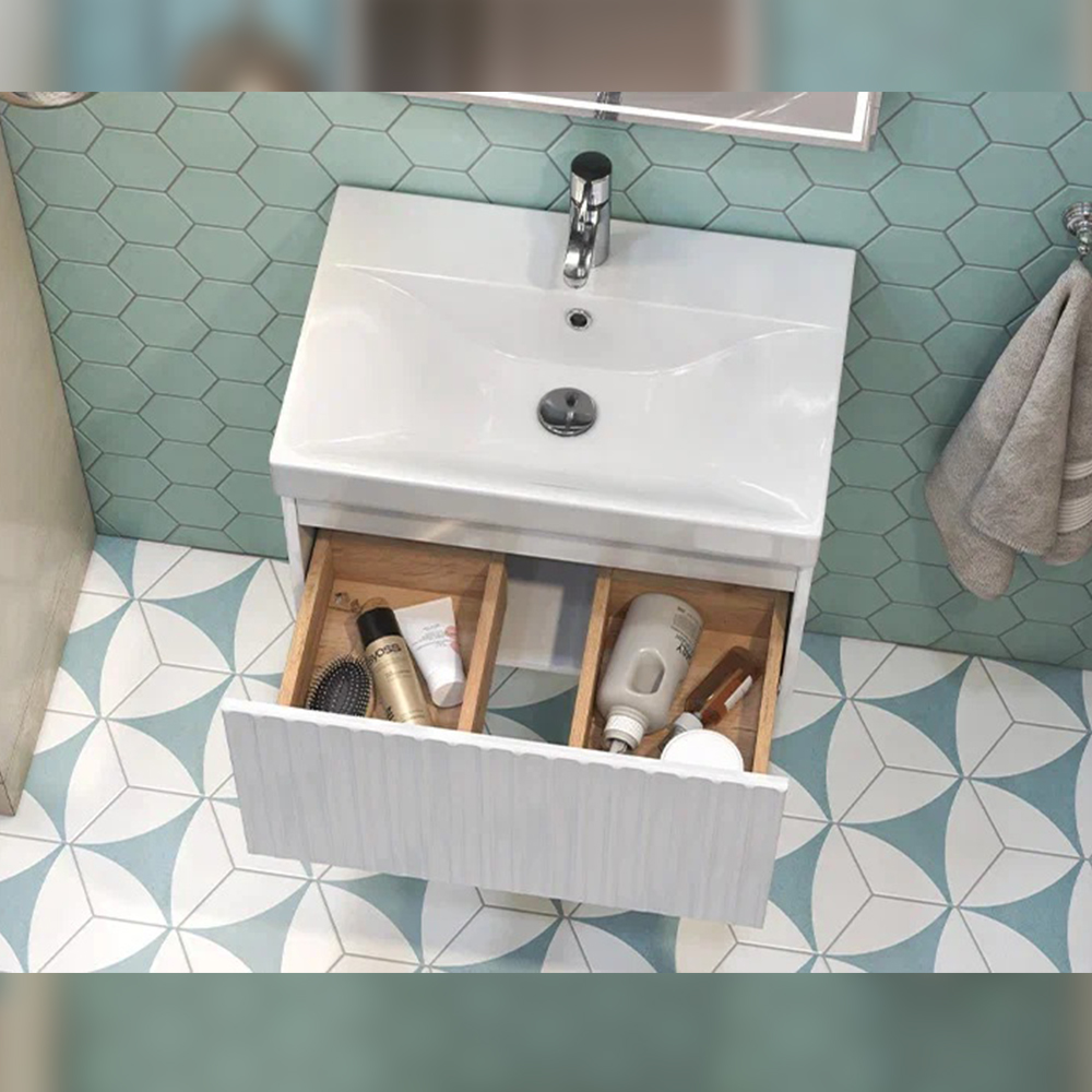 Тумба с раковиной подвесная Velvex Compo tp.COM.9696.60.1Y белый глянец, 60 см