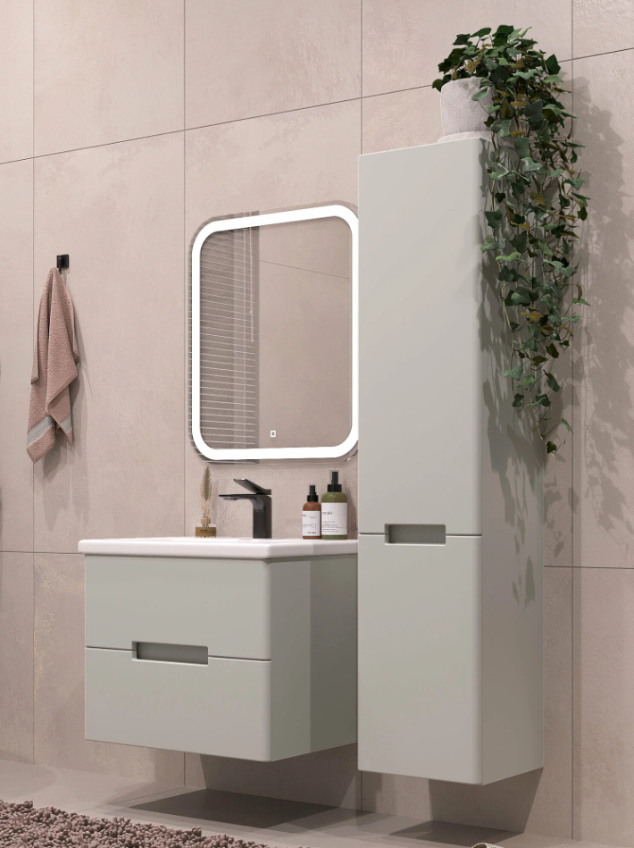 Тумба подвесная SanStar Ориана 50 с раковиной Фостер 50 (комплект), грей